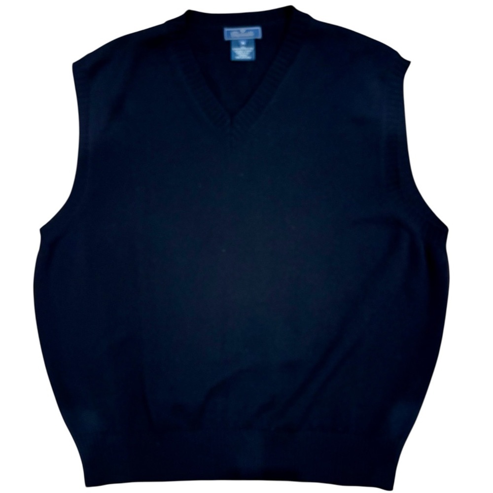 Faconnable Men’s Sweater Vest 100% Merino Wool Navy Size XL